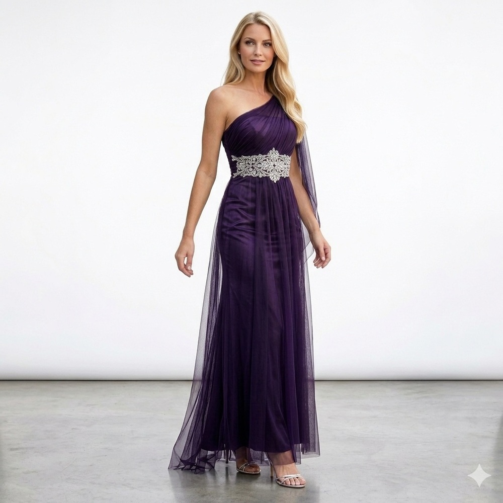 ZAHARAS VIOLET PURPLE  GOWN SILVER SEQUINS SIZE 2